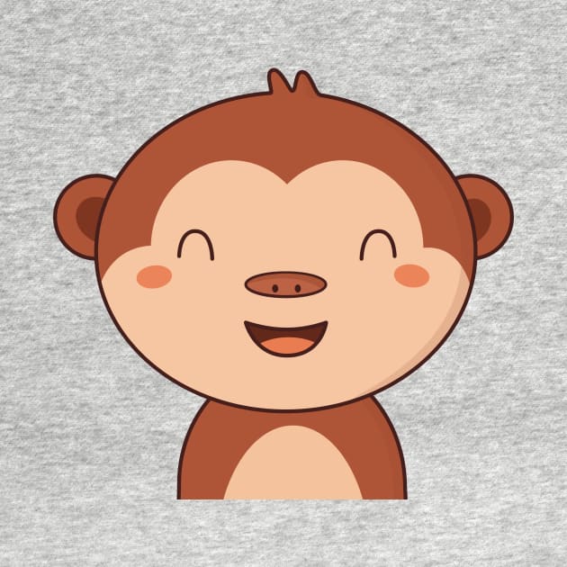 Kawaii Cute Brown Monkey by wordsberry